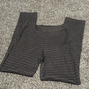 Houndstooth Knit Skinny-Leg Pants Leggings - Black Brown and Cream